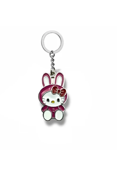 Tavşan Kostümlü Hello Kitty Figürlü Mor Anahtarlık – Sevimli Sanrio Karakter Aksesuarı ürün görseli 1