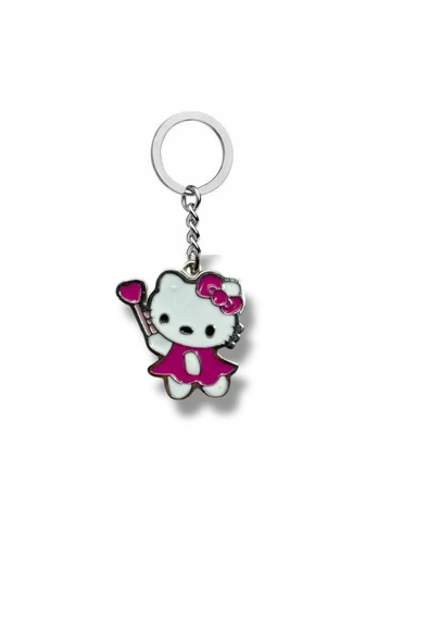 Hello Kitty Mor Renkli Figürlü Anahtarlık – Sevimli ve Zarif Metal Aksesuar ürün görseli 1