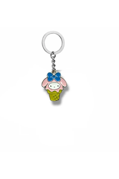 Dondurma Figürlü Hello Kitty Anahtarlık – Tatlı Pembe Kawaii Aksesuar ürün görseli 1