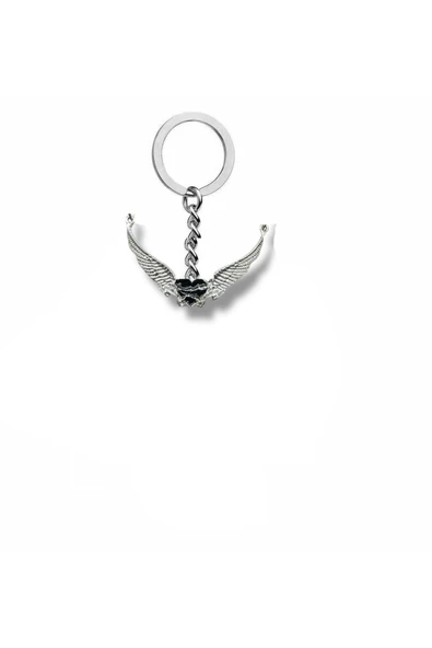 Angel Wings Siyah Kalp Figürlü Unisex Anahtarlık – Mistik ve Şık Günlük Aksesuar ürün görseli 1
