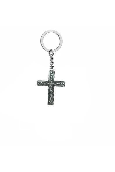 Antik İşlemeli Haç Figürlü Metal Anahtarlık – Unisex Gotik & Vintage Aksesuar ürün görseli 1