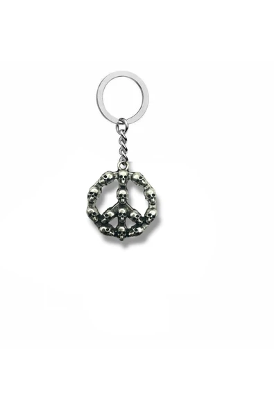 Kuru Kafa ve Barış Simgesi Figürlü Anahtarlık – Zamak Metal Gotik Unisex Aksesuar ürün görseli 1