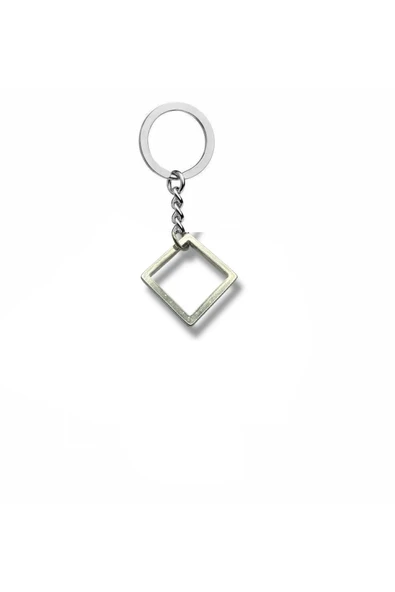 Minimal Kare Figürlü Unisex Anahtarlık – Modern Geometrik Metal Aksesuar ürün görseli 1