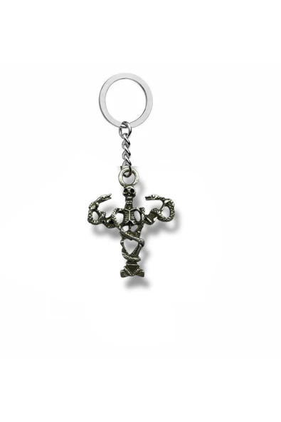 Sonsuz Güç – Yılan Figürlü Sporcu İskelet Unisex Metal Anahtarlık ürün görseli 1
