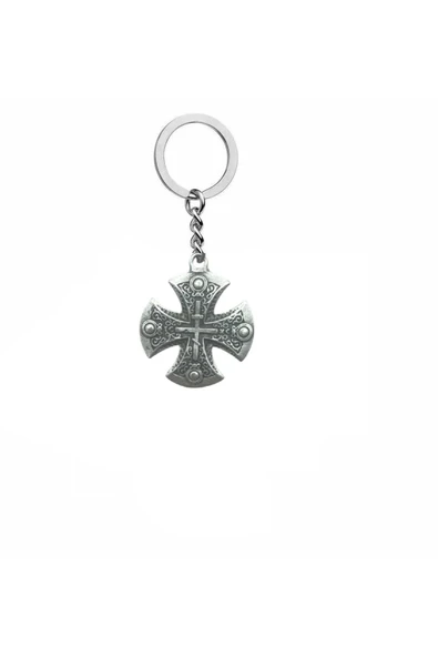Desenli Haç Figürlü Unisex Metal Anahtarlık – Gotik & Antik Tarz Aksesuar ürün görseli 1