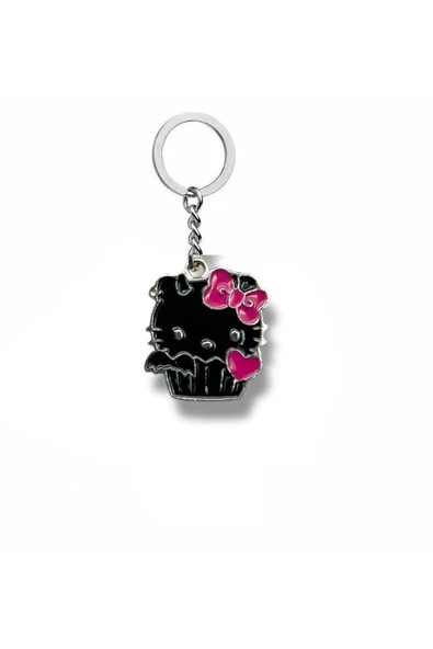 Dark Angel Hello Kitty Figürlü Anahtarlık – Gotik ve Sevimli Metal Aksesuar ürün görseli 1
