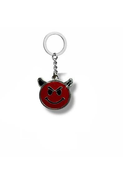 Kırmızı Devil Emoji Figürlü Metal Anahtarlık – Zamak Kaplama Mizahi ve Gotik Aksesuar ürün görseli 1