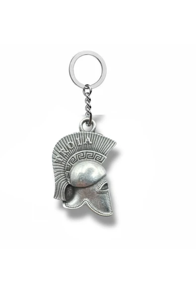 Troya Miğfer Figürlü Şövalye Unisex Anahtarlık – Metal Tasarım ürün görseli 1