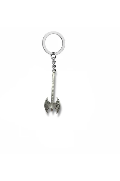 Çift Bıçaklı Savaş Baltası Figürlü Anahtarlık – Zamak Metal Unisex Mitolojik Aksesuar ürün görseli 1