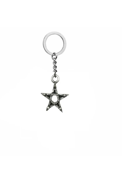 Pentagram ve Kuru Kafa Figürlü Metal Anahtarlık – Unisex Gotik & Antik Aksesuar ürün görseli 1