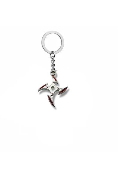 Naruto Kırmızı Yazılı Ninja Yıldız Bıçak Figürlü Metal Anahtarlık ürün görseli 1
