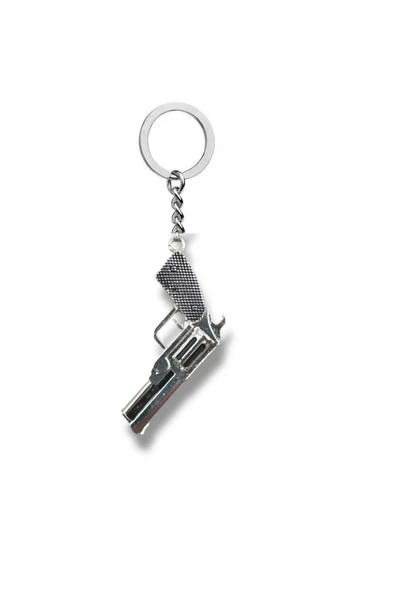 Altıpatlar Revolver Tabanca Figürlü Anahtarlık – Gümüş Renk Unisex Metal Aksesuar ürün görseli 1