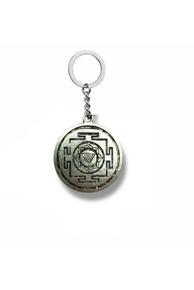 Kali Yantra Sembol Figürlü Metal Anahtarlık – Gümüş Renk Spiritüel Unisex Aksesuar ürün görseli 1