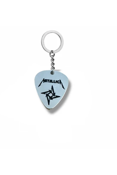 Metallica Rock Grubu Pena Şeklinde Çift Taraflı Rock İşaretli Metal Anahtarlık ürün görseli 1