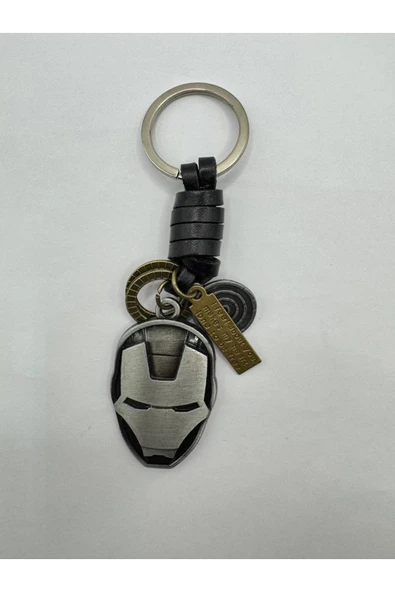 Iron Man Baş Figürlü Hakiki Deri Anahtarlık – Dayanıklı ve Şık ürün görseli 1