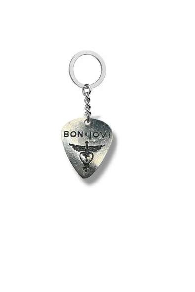Bon Jovi Rock Grubu Pena Şeklinde Çift Taraflı Rock İşaretli Metal Anahtarlık ürün görseli 1