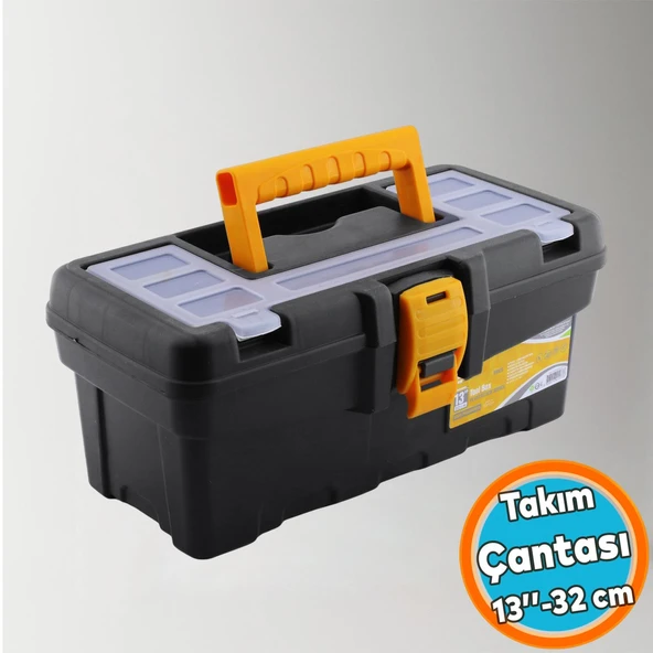 Takım Çantası Bölmeli Taşınabilir Kulplu Alet Çanta 32 cm Plastik Açma Kapatmalı 13'' İnç Organizer ürün görseli 1