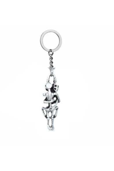 Sarılan İskelet Figürlü Unisex Anahtarlık | Gotik Aşk Temalı Tasarım | Metal Aksesuar ürün görseli 1