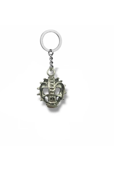 Miğferli Kuru Kafa Anahtarlık | Askeri Temalı Gotik Metal Unisex Aksesuar ürün görseli 1