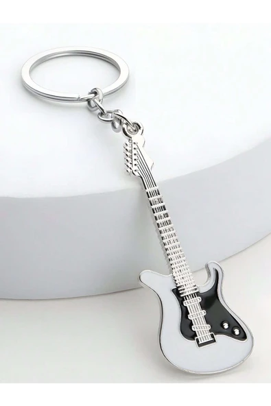 Gitar Beyaz Gitarist Hediye Anahtarlık veya Çanta Süsü ürün görseli 1