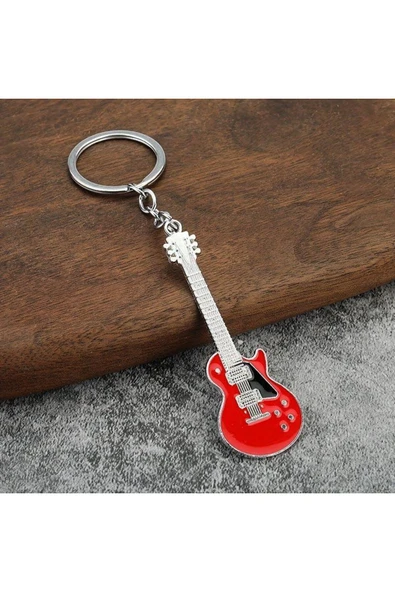 Gitar Kırmızı Gitarist Hediye Anahtarlık veya Çanta Süsü ürün görseli 1