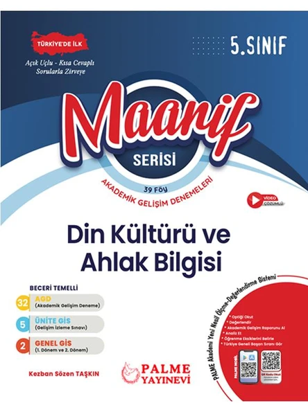 PALME 5.SINIF MAARİF SERİSİ DİN KÜLTÜRÜ HAFTALIK DENEME (39 FÖY) ürün görseli 1