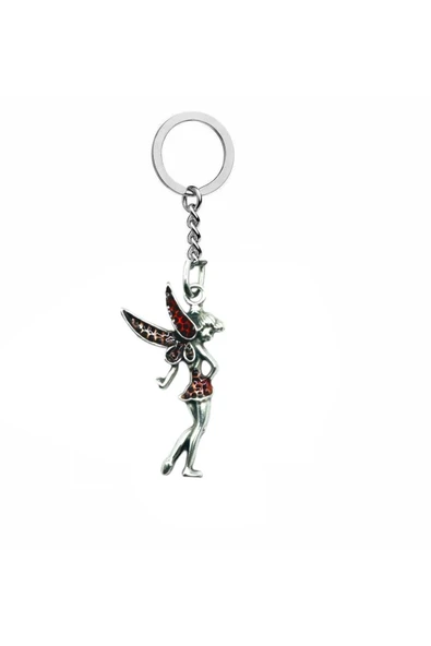 Kırmızı Tinkerbell Figürlü Unisex Metal Anahtarlık – Masalsı ve Fantastik Aksesuar ürün görseli 1