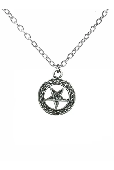 Pentagram İşlemeli Unisex Kolye – 60 cm Zincirli, Gotik & Mistik Metal Takı ürün görseli 1