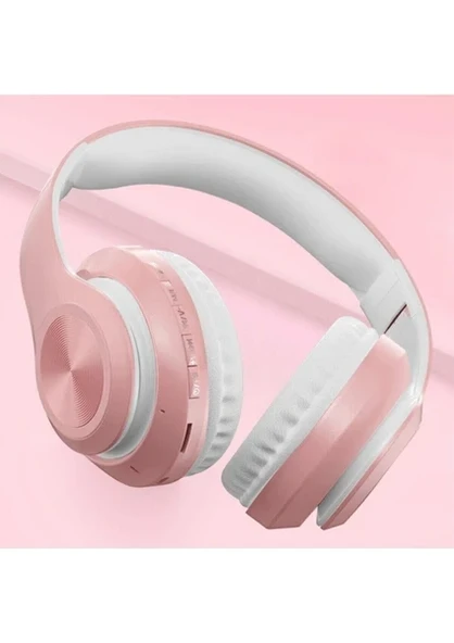 Abatech P68 Kulaküstü Kablosuz Bluetooth Kulaklık - Pembe - Resim 3