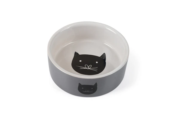 Beeztees Kedi Mama Su Kabı, Seramik, Gri, 11,5cm, 180ml ürün görseli 1