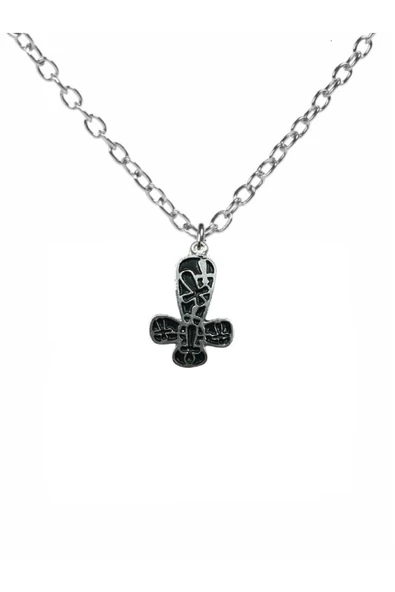 İç İçe Haç Figürlü Kolye – 60 cm Zincirli, Gotik & Unisex Takı ürün görseli 1