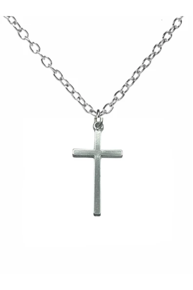 Minimalist Haç Figürlü Unisex Kolye – 60 cm Zincirli, Şık & Zarif Metal Takı ürün görseli 1