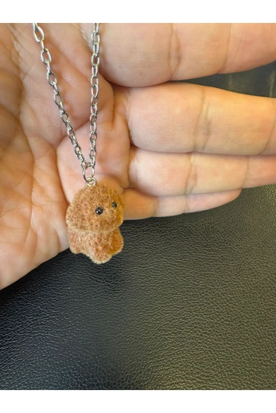 Kahverengi Kıvırcık Köpek Peluş Figürlü Unisex Kolye – Sevimli, Eğlenceli ve Özgün Tasarım ürün görseli 1