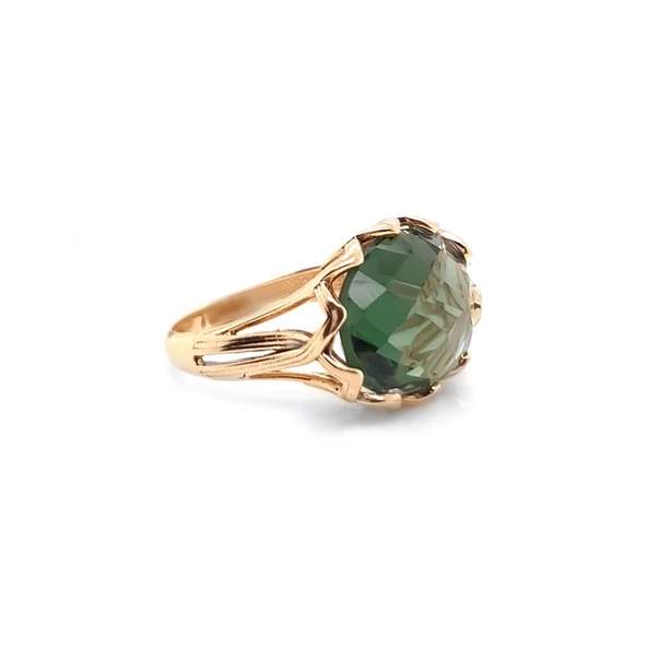 Yeşil Topaz Taşlı 14k Altın Yüzük ürün görseli 1