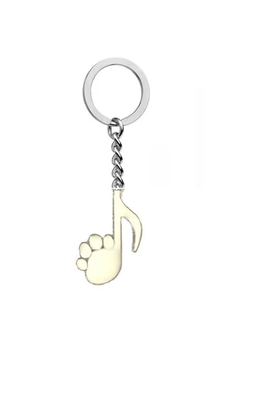 Beyaz Nota Kedi Ayağı Anahtarlık ürün görseli 1