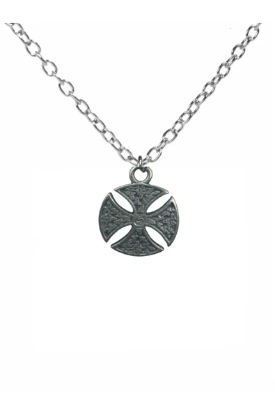 Yuvarlak Çerçeveli Haç Figürlü Unisex Kolye – 60 cm Zincirli, Gotik & Minimal Metal Takı ürün görseli 1
