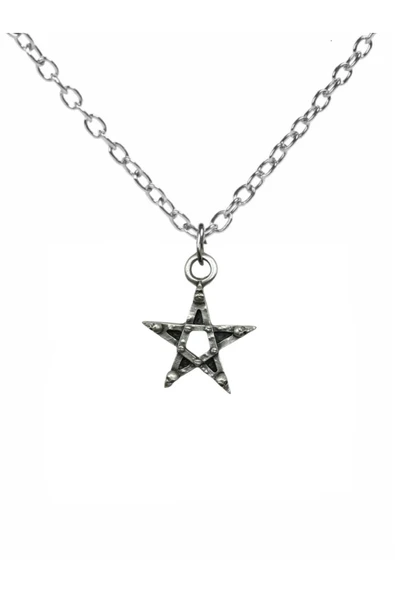 Pentagram ve Kuru Kafa Figürlü Antik Kolye – 60 cm Zincirli, Gotik & Unisex Takı ürün görseli 1