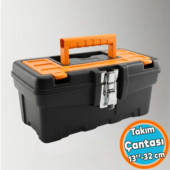 Metal Kilitli Takım Çantası Tek Bölmeli Organizerli 32CM Mini Boy Alet Çantası Pratik Kullanımlı ürün görseli 1