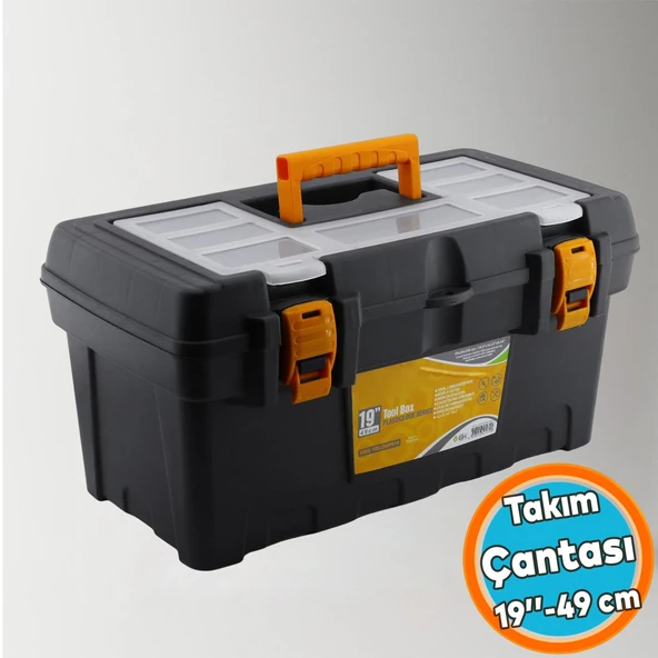 Takım Çantası Alet Çanta Kulplu Taşınabilir Bölmeli 49 cm Plastik Açma Kapatmalı 19'' İnç Organizer ürün görseli 1