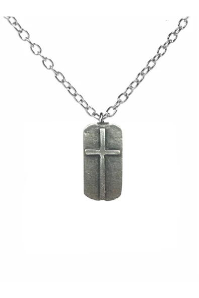 Antik Haç Künye Kolye – 60 cm Zincirli, Vintage & Unisex Metal Takı ürün görseli 1