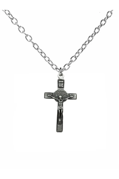 Hz. İsa Çarmıha Gerilme Figürlü Unisex Kolye – 60 cm Zincirli, Metal Dini ve Vintage Takı ürün görseli 1