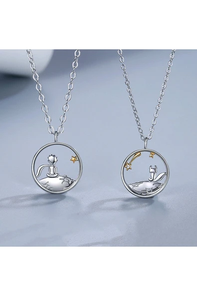 Little Prince Küçük Prens Ve Tilki Best Friends Dostluk Sembolü Çift Kolye ürün görseli 1