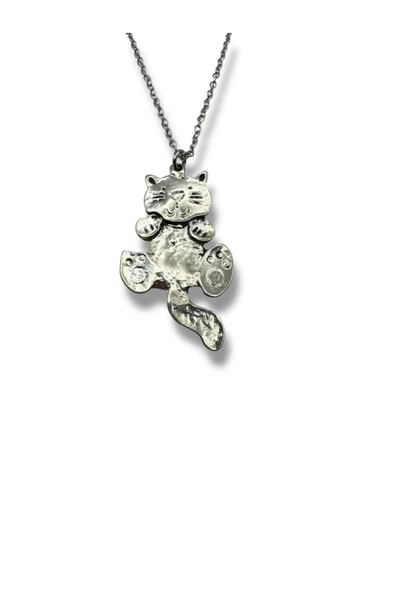 Kedi Figürlü Unisex Kolye – 60 cm Zincirli Antik, Mistik ve Özel Tasarım ürün görseli 1