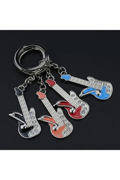 Gitar Metal Taşlı Renkli Anahtarlık ürün görseli 1