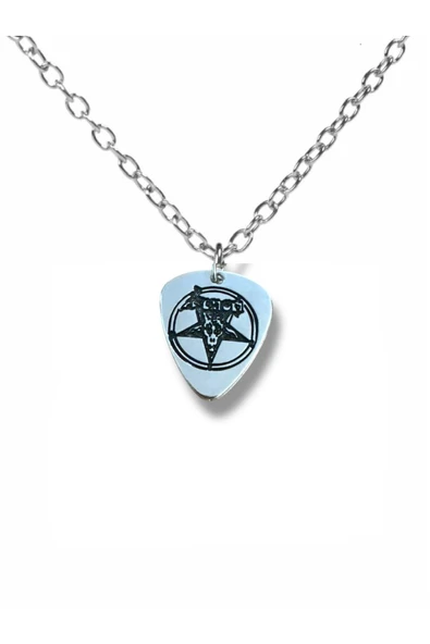 Venom Black Metal Grubu Pena Şeklinde Çift Taraflı Rock İşaretli Unisex Metal Kolye ürün görseli 1