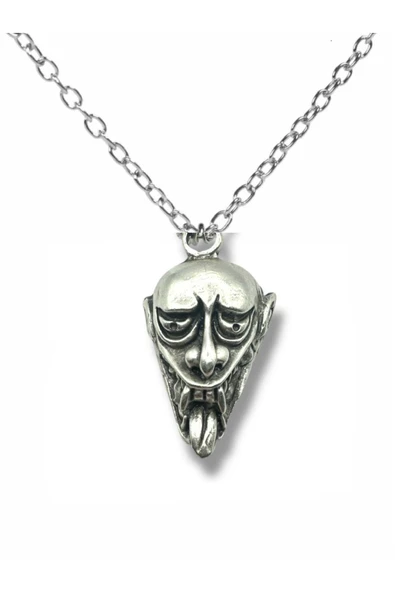 Dil Çıkaran Gothic Maske Figürlü Unisex Metal Kolye – 60 cm Zincir ürün görseli 1