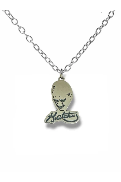 Kemal Atatürk Yazılı Büst Figürlü Kolye – Gümüş Renk Metal Unisex Takı ürün görseli 1