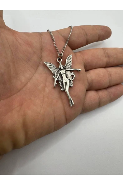 Kanatlı Kadın Figürlü Kolye 60 cm Zincir – Şık ve Anlamlı Kadın Takısı ürün görseli 1