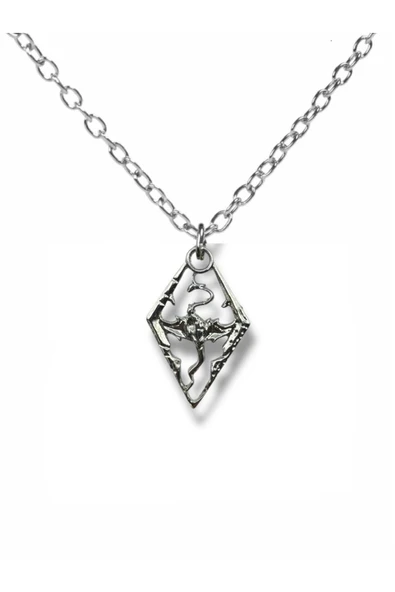 Skyrim Dragonborn Figürlü Kolye 60 cm Zincirli | The Elder Scrolls V Temalı Unisex Oyun Takısı ürün görseli 1
