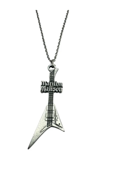 Marilyn Manson Elektro Gitar Kolye – Metal - 60 cm Zincir - Rock Aksesuar ürün görseli 1